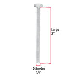 Bolsa con 50 Tornillos 1/4' X 3' Tipo Máquina, Fiero