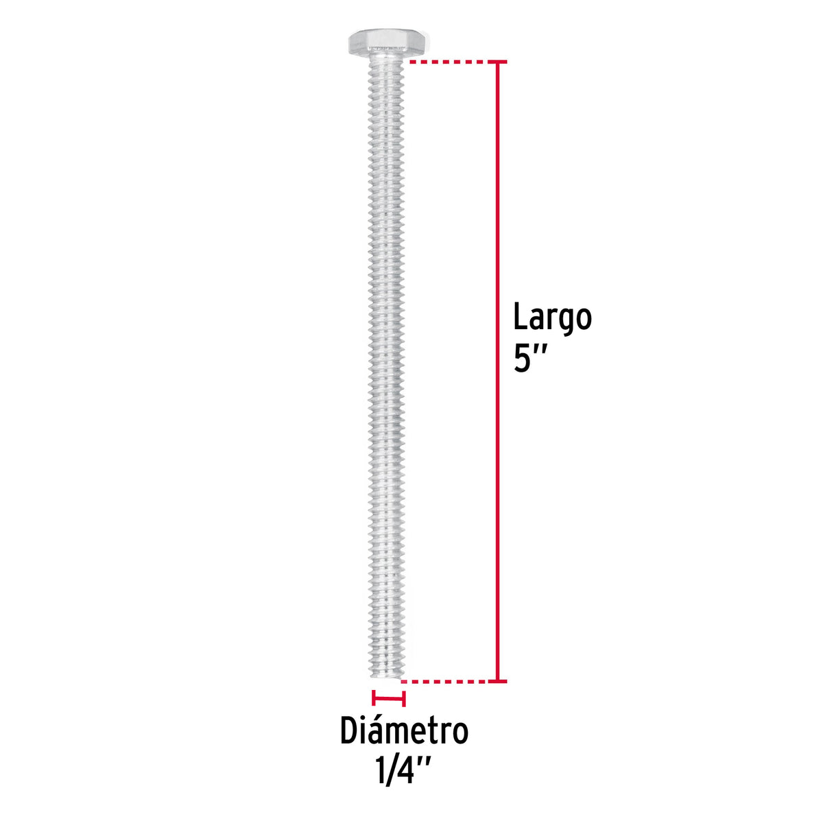 Bolsa con 25 Tornillos 1/4' X 5' Tipo Máquina, Fiero