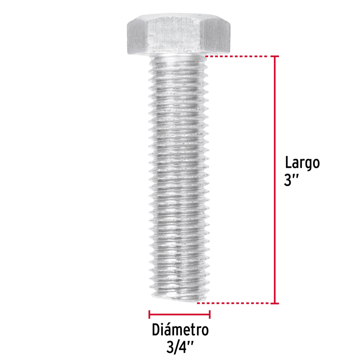 Bolsa con 4 Tornillos 3/4' X 3' Tipo Máquina, Fiero