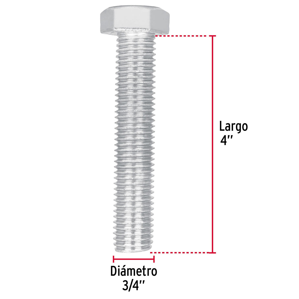Bolsa con 4 Tornillos 3/4' X 4' Tipo Máquina, Fiero