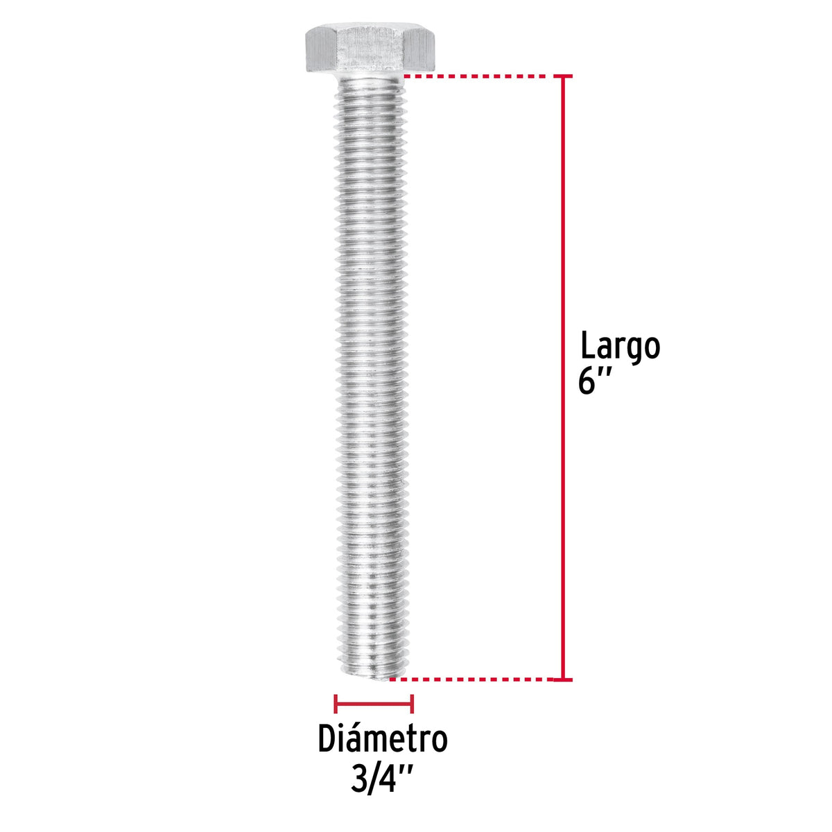 Bolsa con 4 Tornillos 3/4' X 6' Tipo Máquina, Fiero