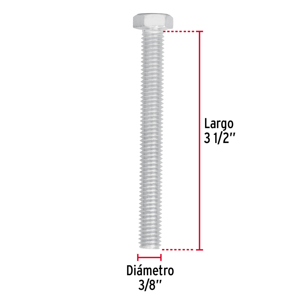 Bolsa con 30 Tornillos 3/8' X 3-1/2' Tipo Máquina, Fiero