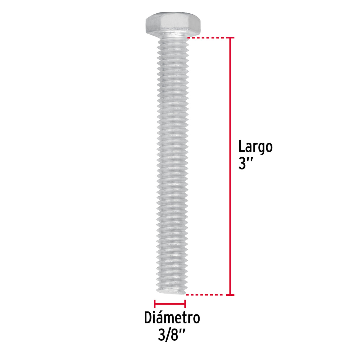 Bolsa con 40 Tornillos 3/8' X 3' Tipo Máquina, Fiero