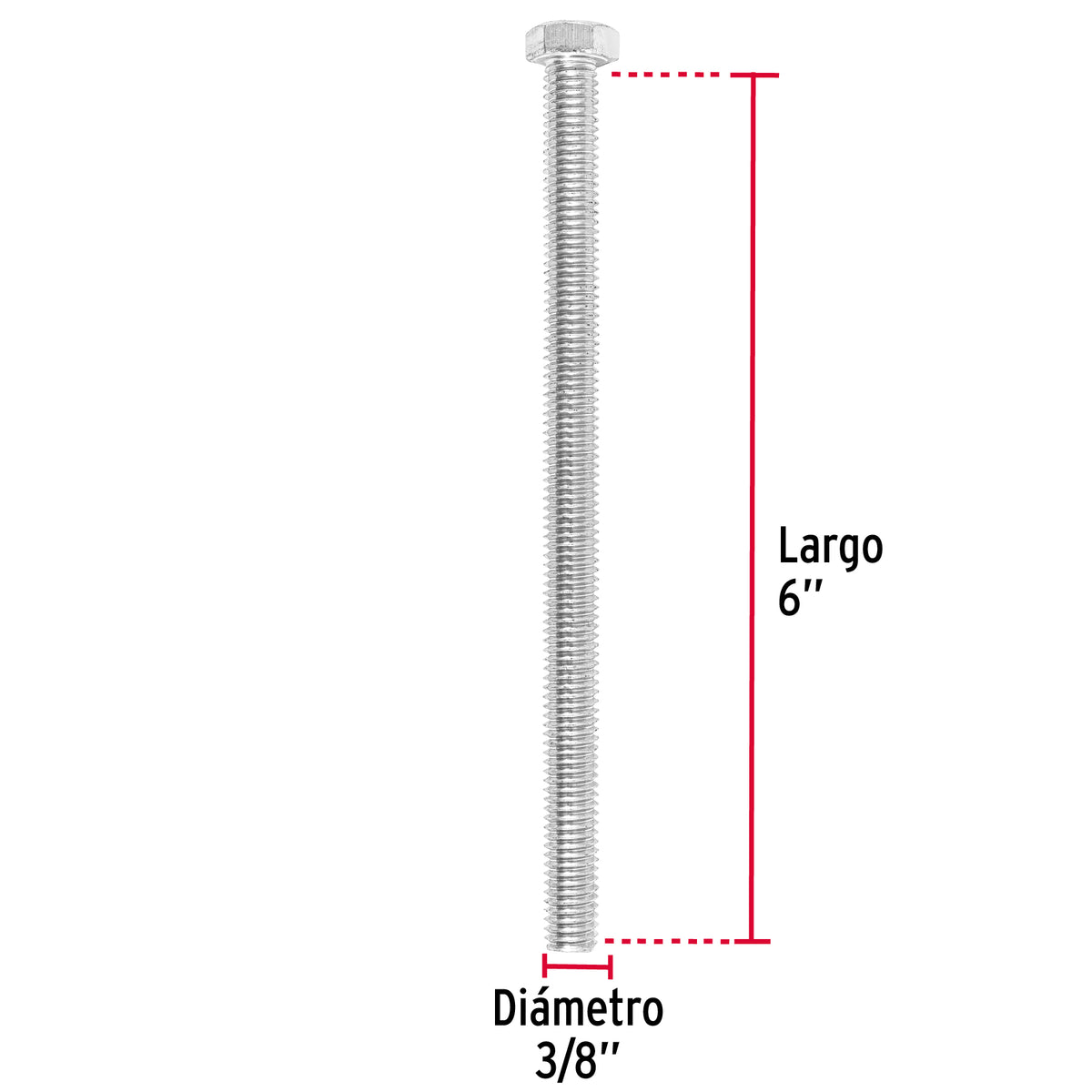Bolsa con 15 Tornillos 3/8' X 6' Tipo Máquina, Fiero