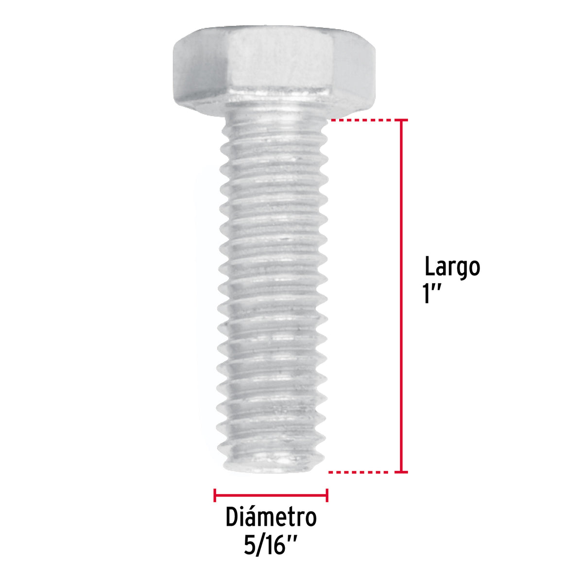 Bolsa con 60 Tornillos 5/16' X 1' Tipo Máquina, Fiero