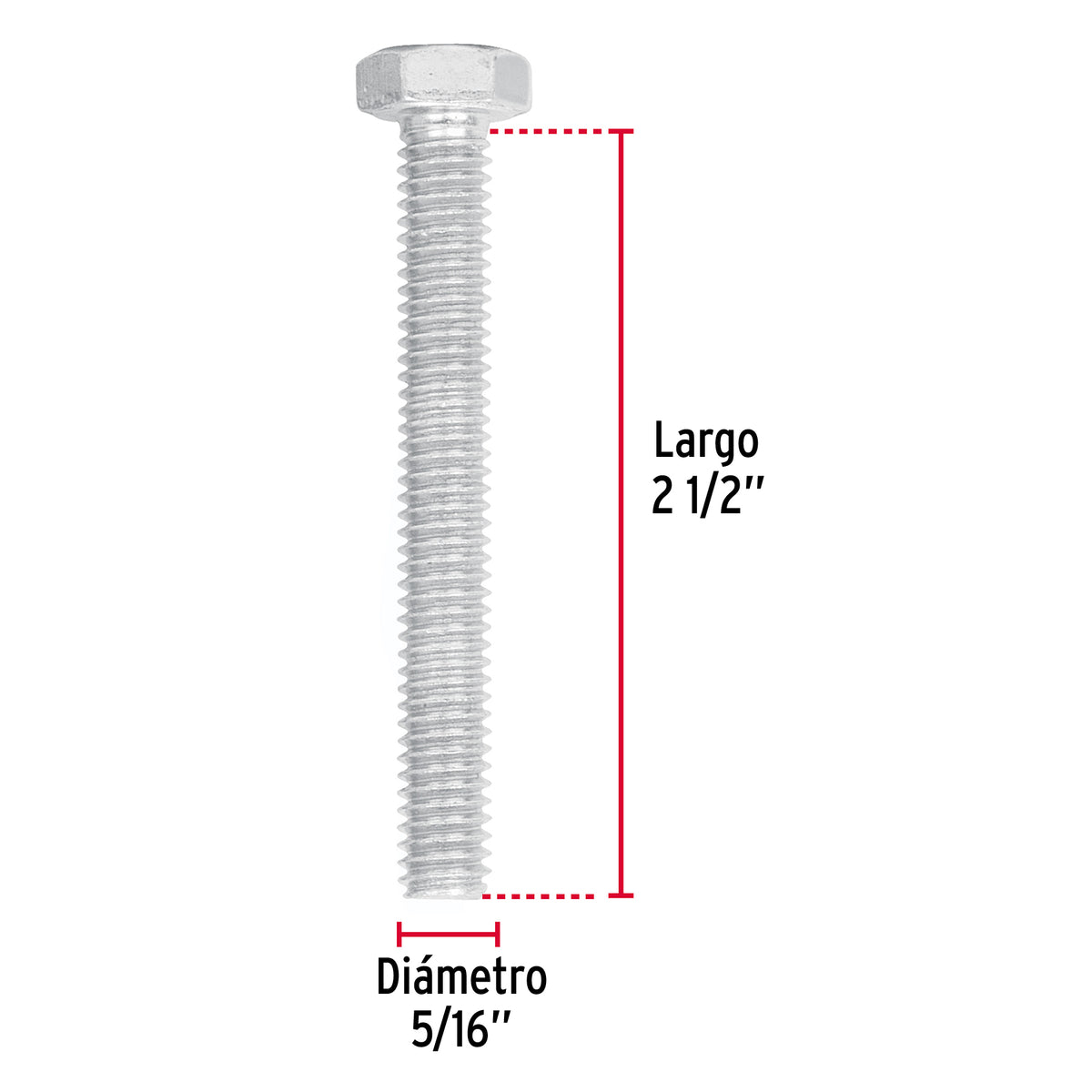 Bolsa con 60 Tornillos 5/16' X 2-1/2' Tipo Máquina, Fiero
