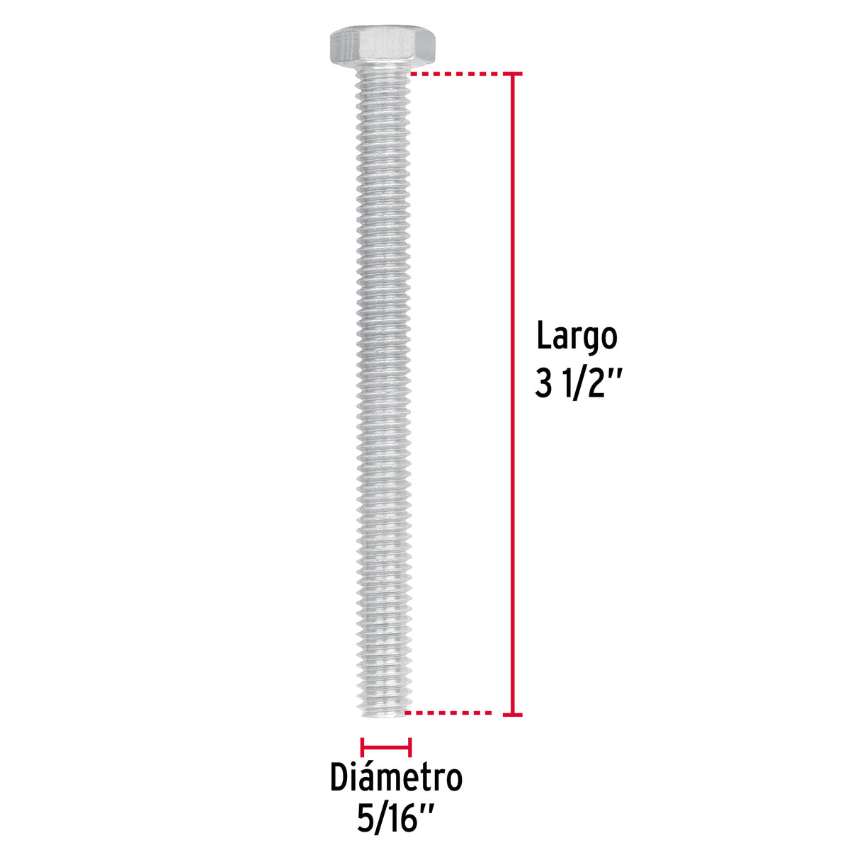 Bolsa con 50 Tornillos 5/16' X 3-1/2' Tipo Máquina, Fiero