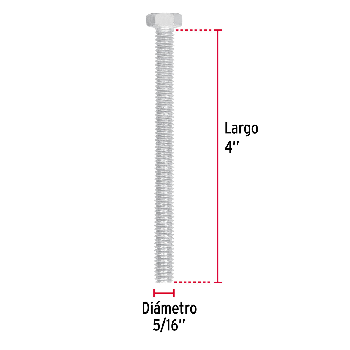 Bolsa con 50 Tornillos 5/16' X 4' Tipo Máquina, Fiero
