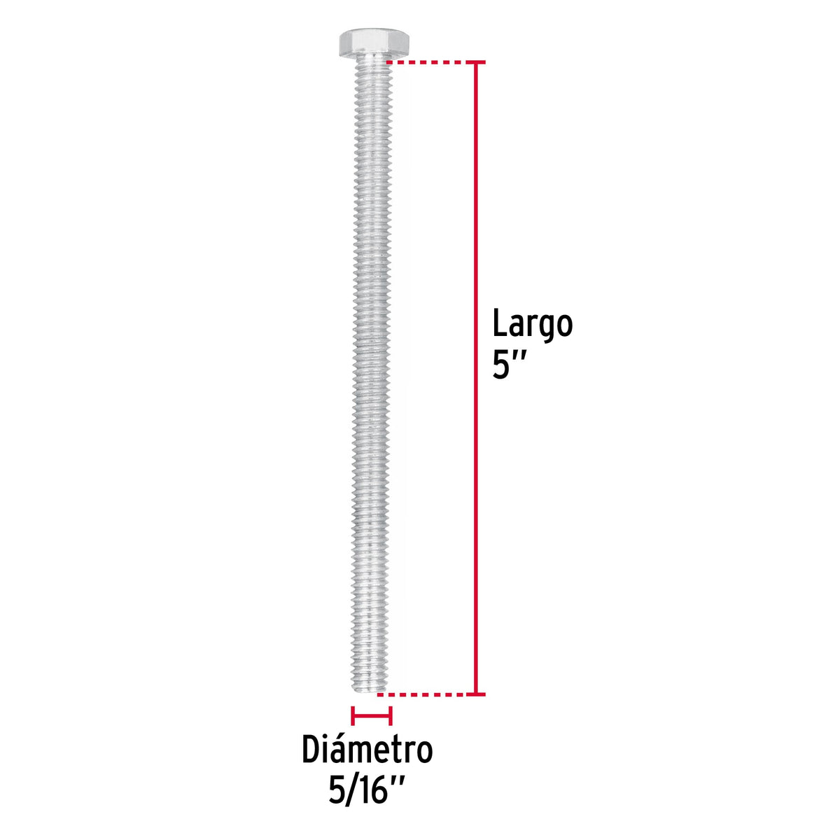 Bolsa con 30 Tornillos 5/16' X 5' Tipo Máquina, Fiero