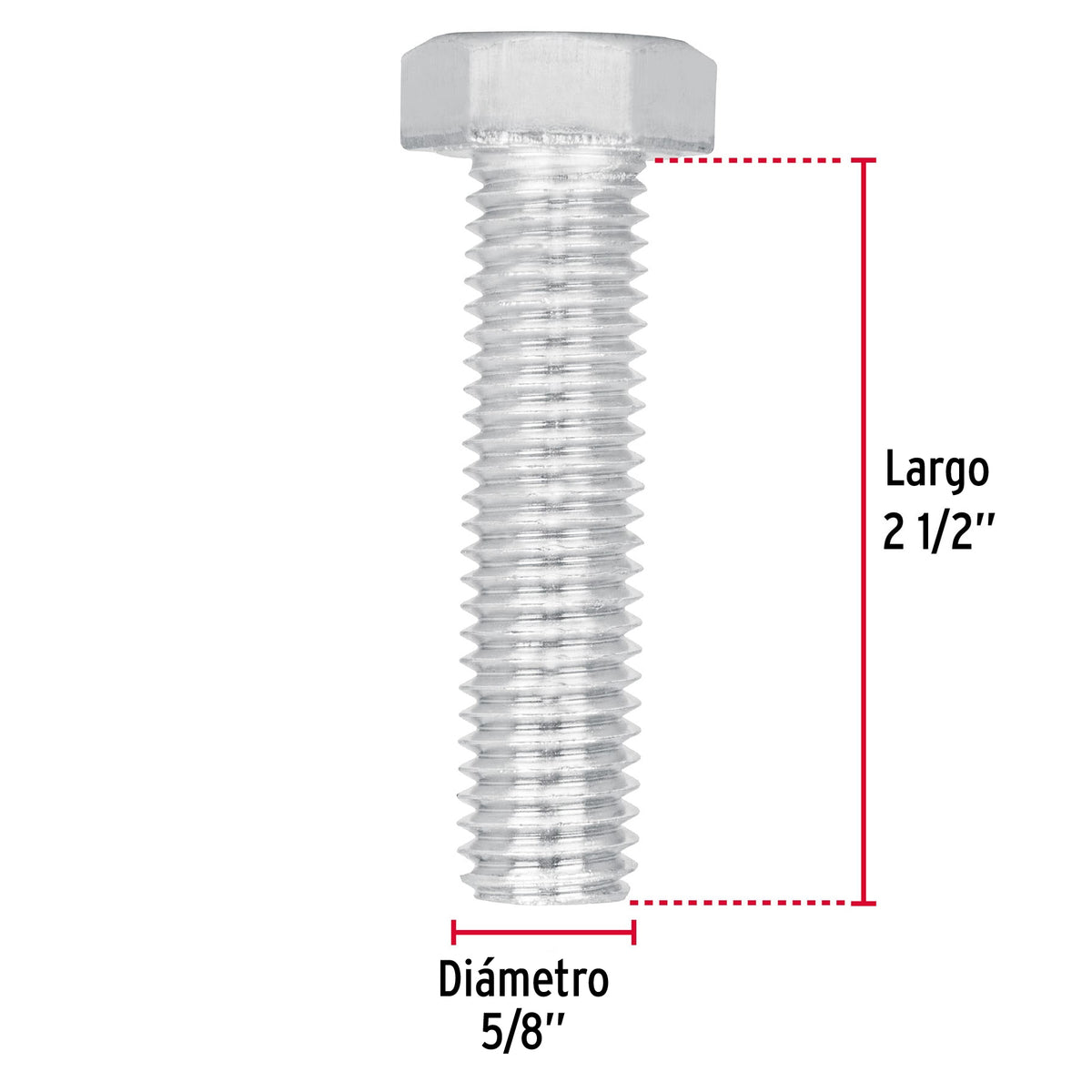 Bolsa con 8 Tornillos 5/8' X 2-1/2' Tipo Máquina, Fiero