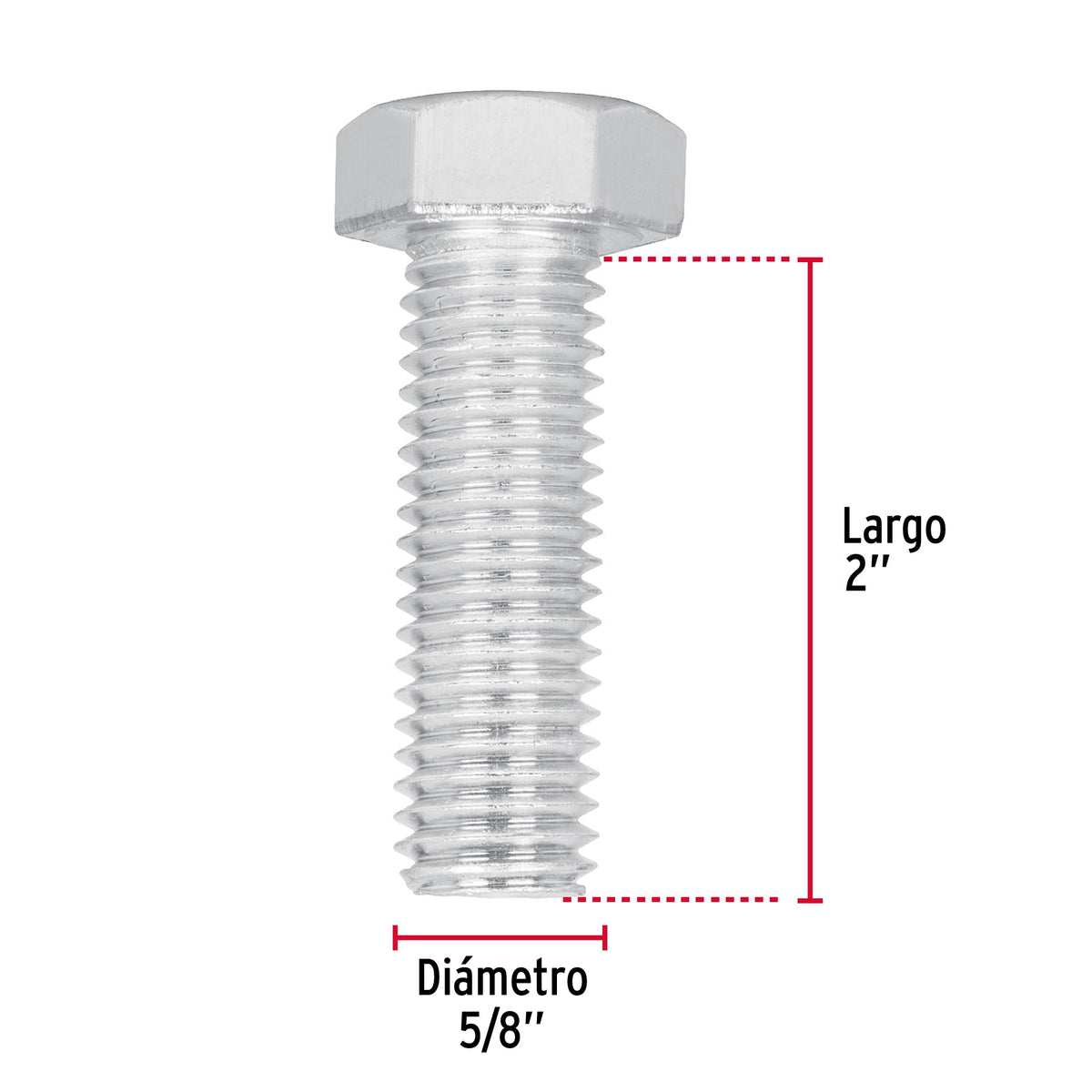 Bolsa con 10 Tornillos 5/8' X 2' Tipo Máquina, Fiero