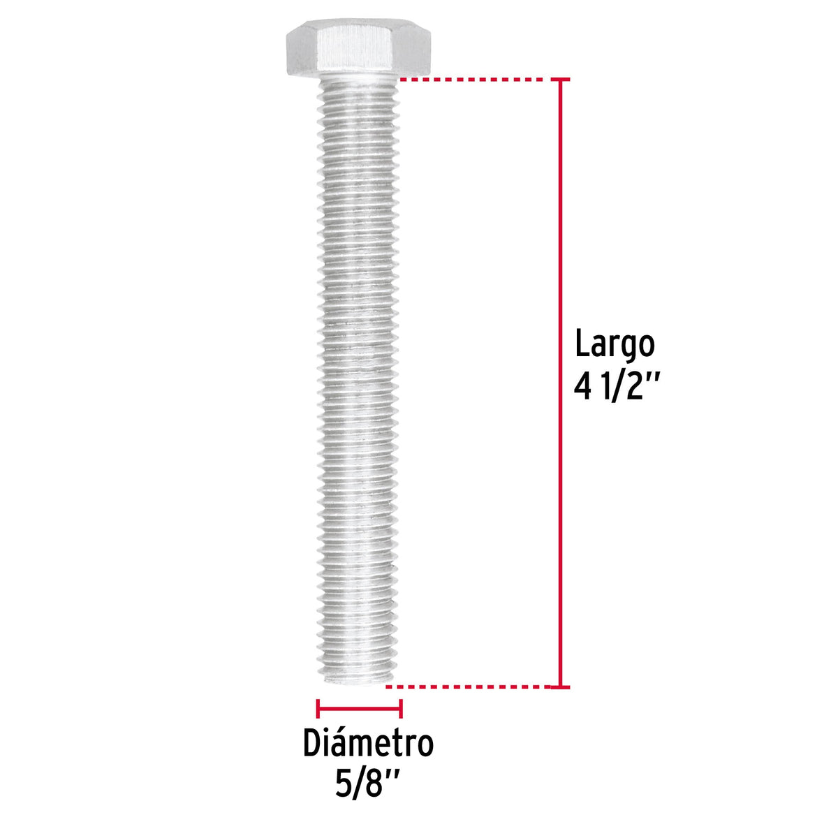 Bolsa con 6 Tornillos 5/8' X 4-1/2' Tipo Máquina, Fiero