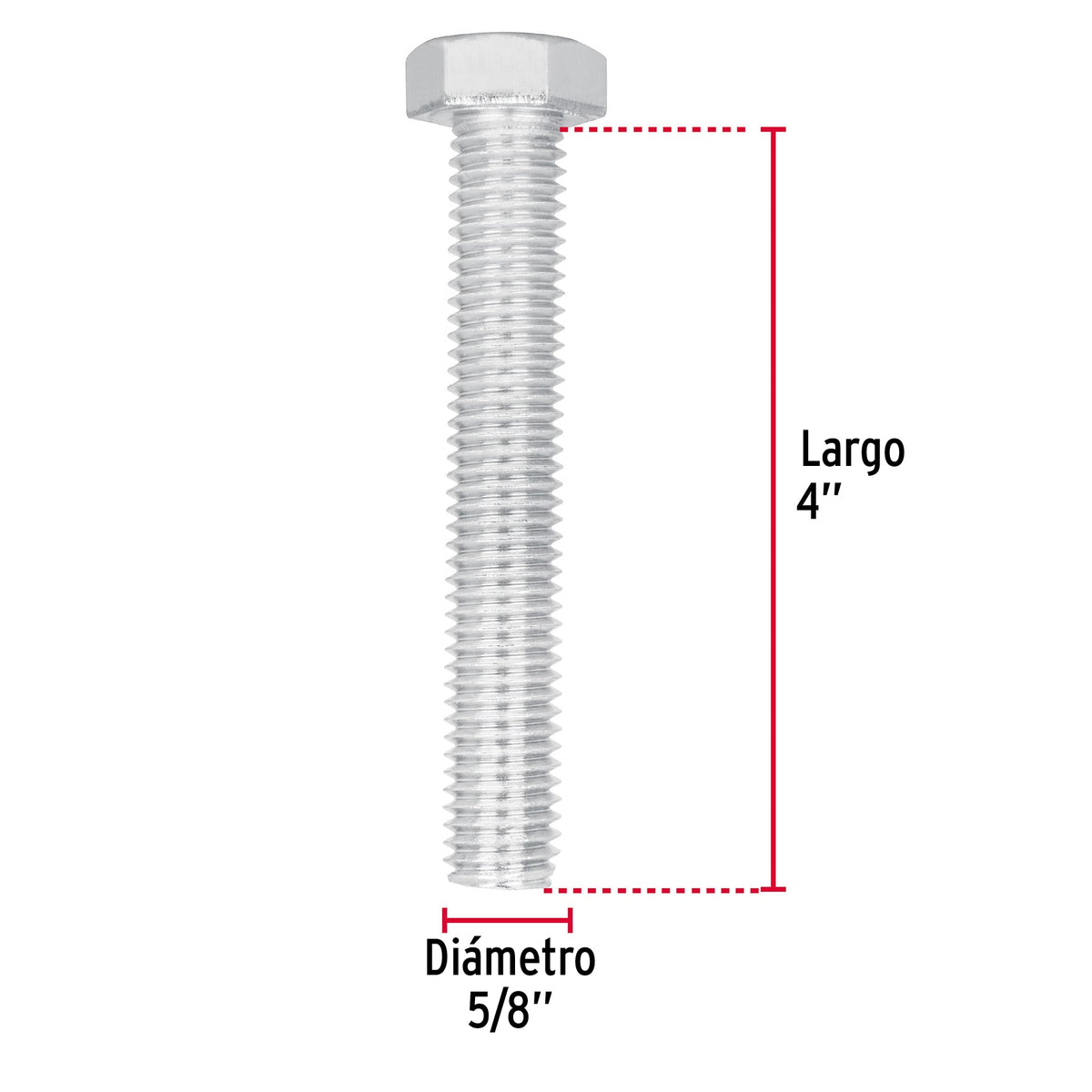 Bolsa con 8 Tornillos 5/8' X 4' Tipo Máquina, Fiero