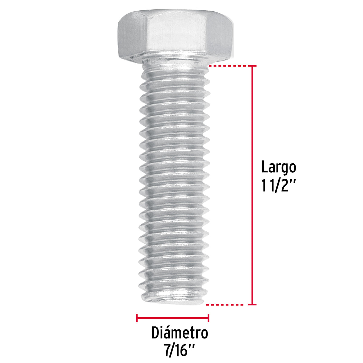 Bolsa con 50 Tornillos 7/16' X 1-1/2' Tipo Máquina, Fiero