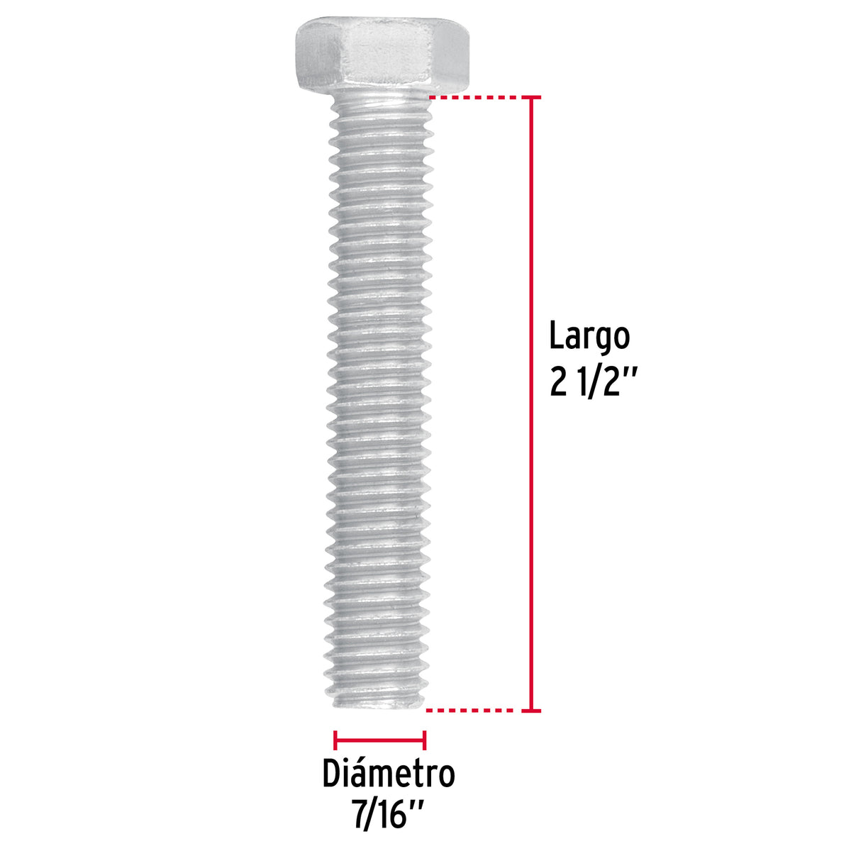 Bolsa con 30 Tornillos 7/16' X 2-1/2' Tipo Máquina, Fiero