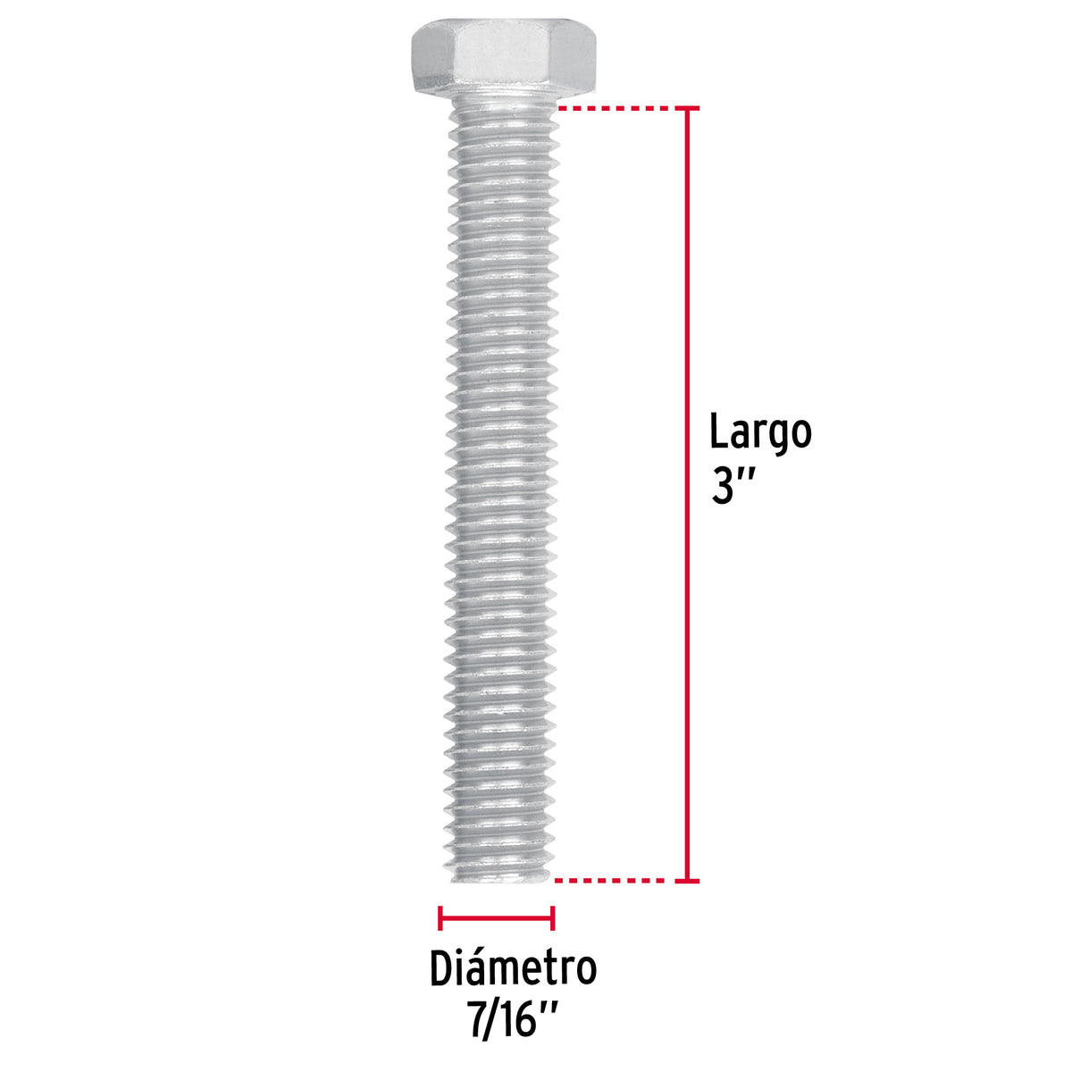 Bolsa con 30 Tornillos 7/16' X 3' Tipo Máquina, Fiero
