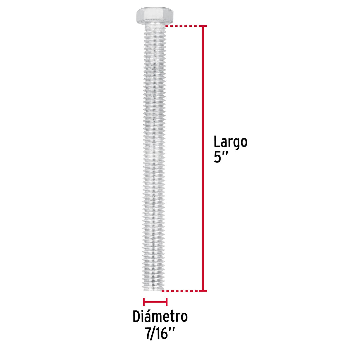 Bolsa con 10 Tornillos 7/16' X 5' Tipo Máquina, Fiero