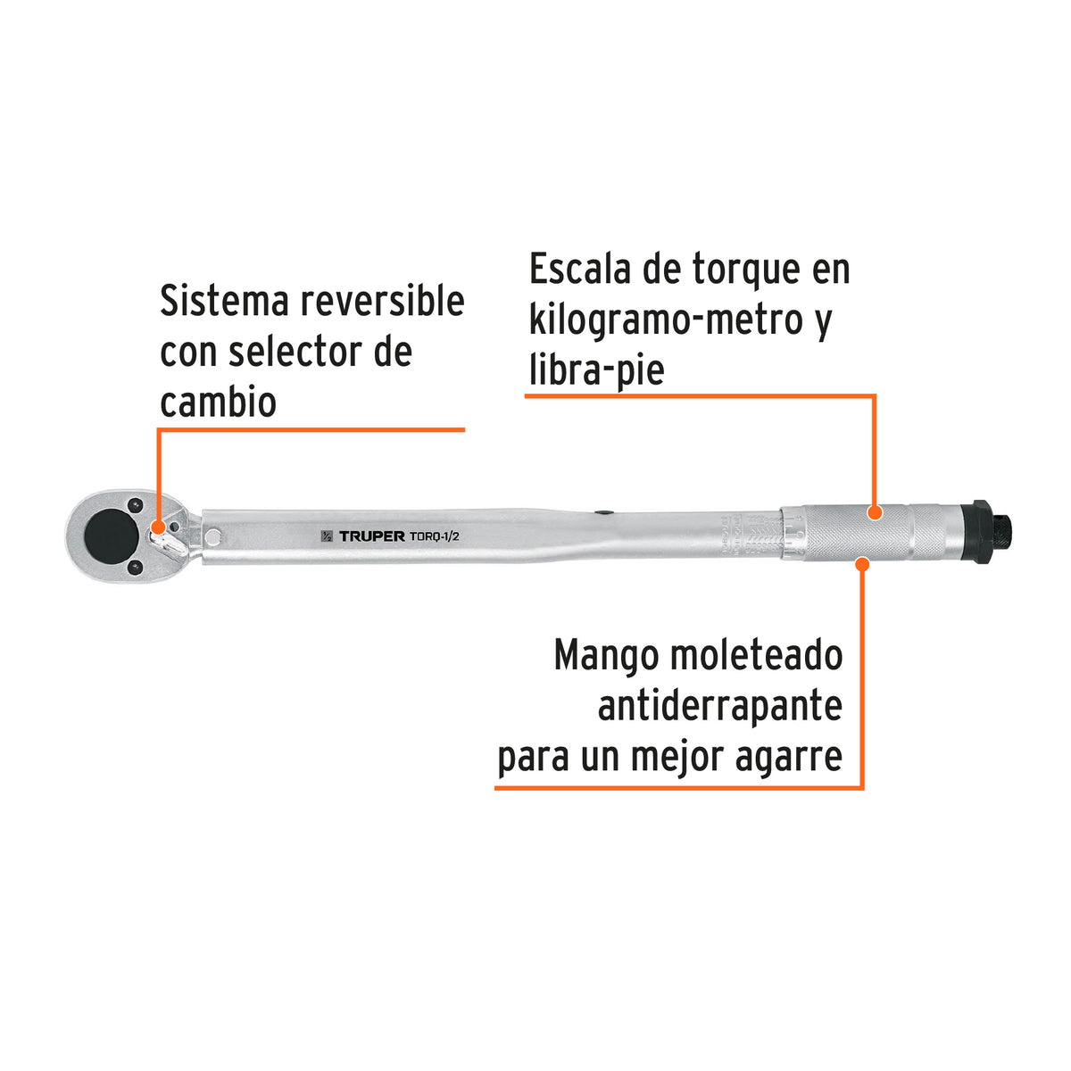 Torquímetro de Trueno, Dos Lecturas, Cuadro 1/2', Truper