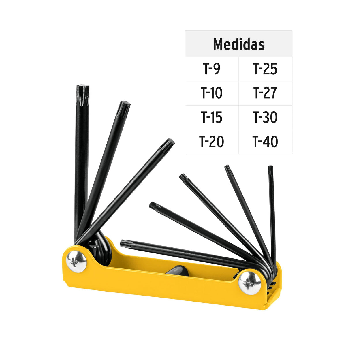 Juego de 8 Llaves Torx Tipo Navaja, Cuerpo de Lámina, Pretul