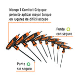 Juego de 8 Llaves Torx Extralargas con Mango T, Truper
