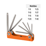 Juego de 8 Llaves Torx Tipo Navaja, Cuerpo de Lámina, Truper