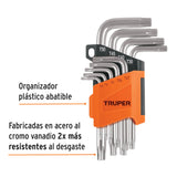 Juego de 9 Llaves Torx con Organizador Abatible, Truper