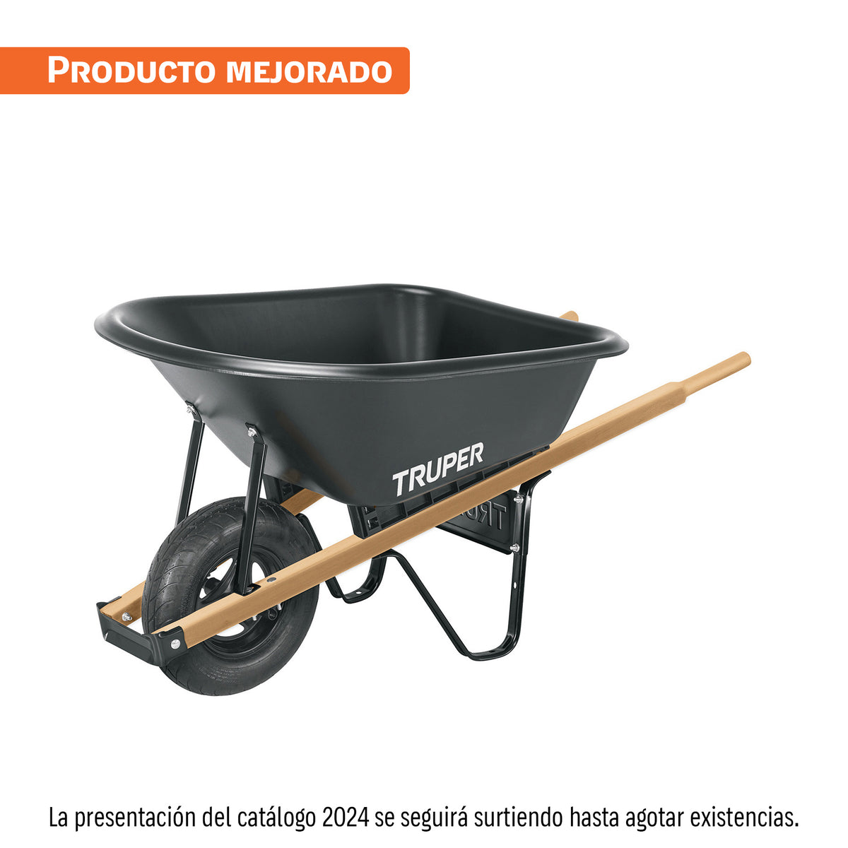 Carretilla Concha Plástica 6 FT3 Neumática B/Madera, Truper