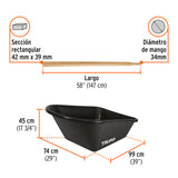 Carretilla Concha Plástica 6 FT3 Neumática B/Madera, Truper