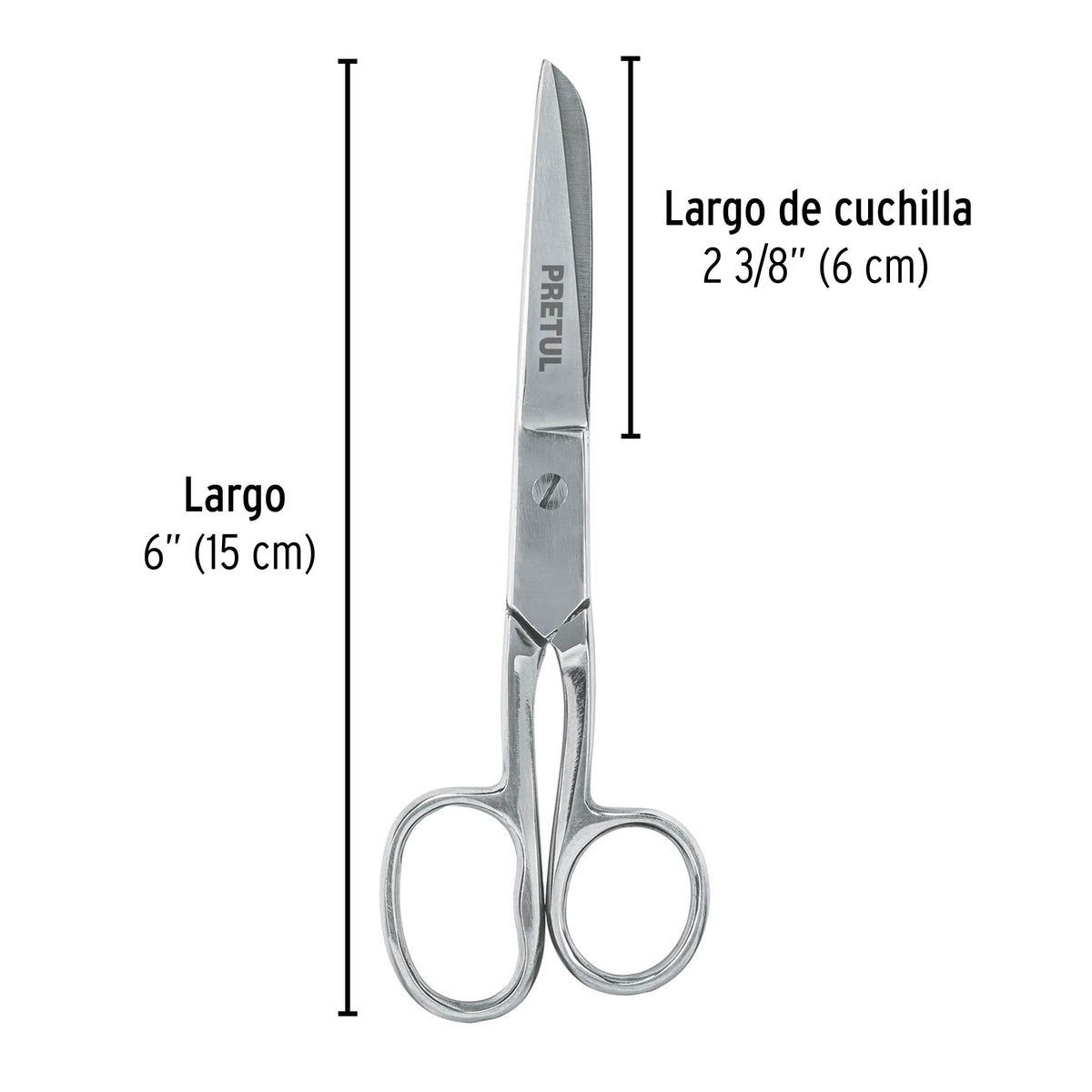 Tijera 6' para Costura, Ojo Grande, Acero Inoxidable, Pretul