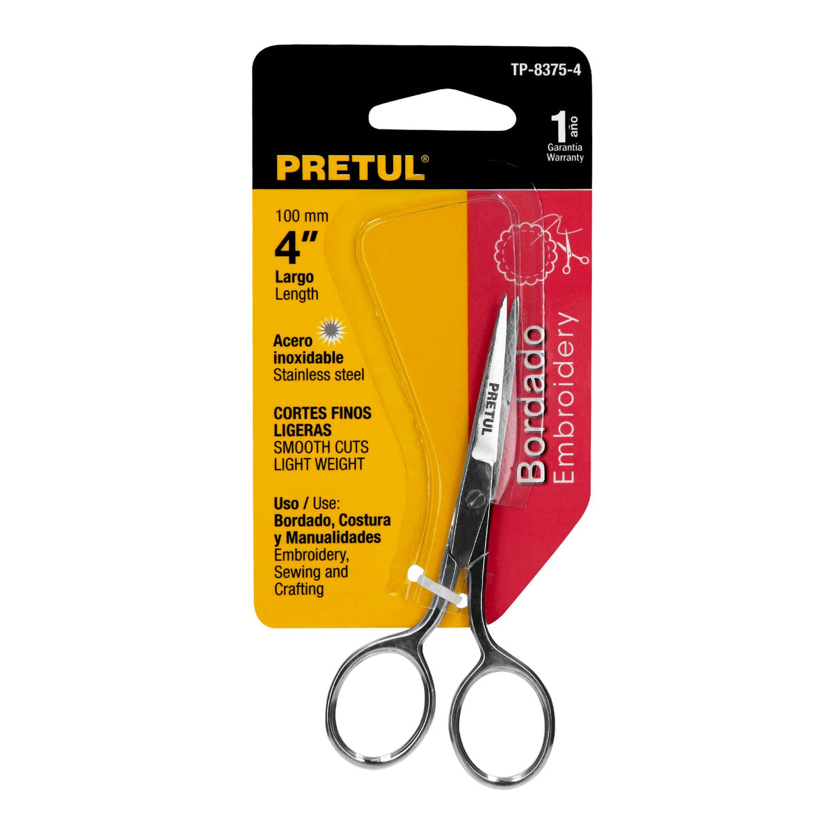 Tijera 4' para Bordar, de Acero Inoxidable, Pretul