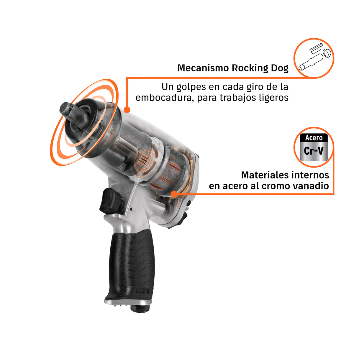 Llave (Pistola) de Impacto Neumática 1/2', Truper