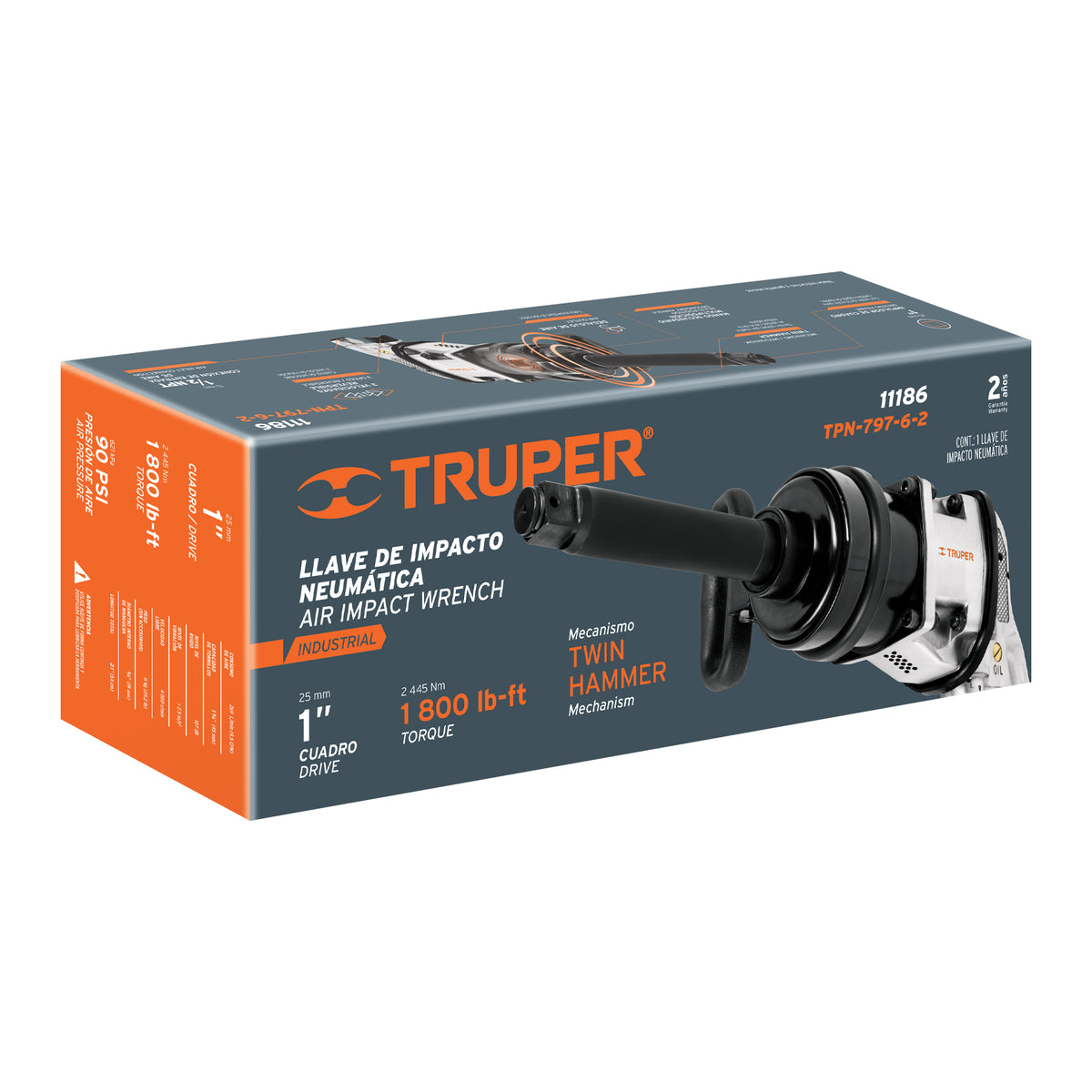 Llave (Pistola) de Impacto Neumática 1', Ind, Truper