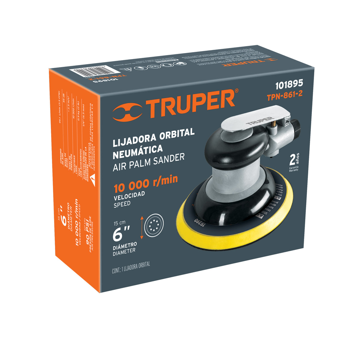 Lijadora Orbital Neumática Industrial 6', Truper