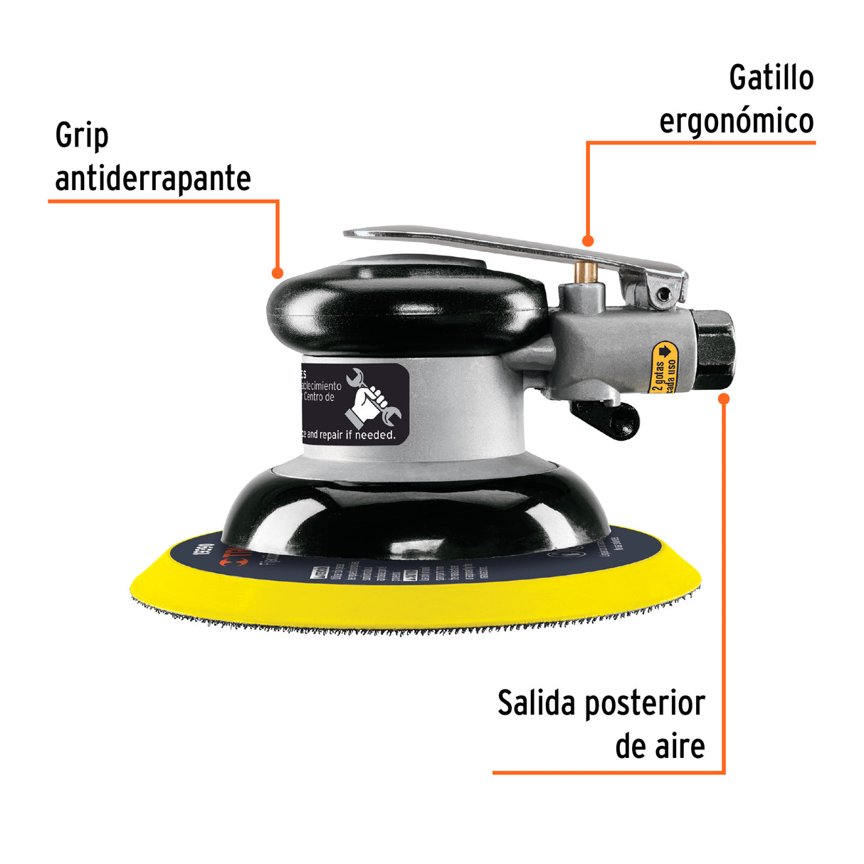 Lijadora Orbital Neumática Industrial 6', Truper