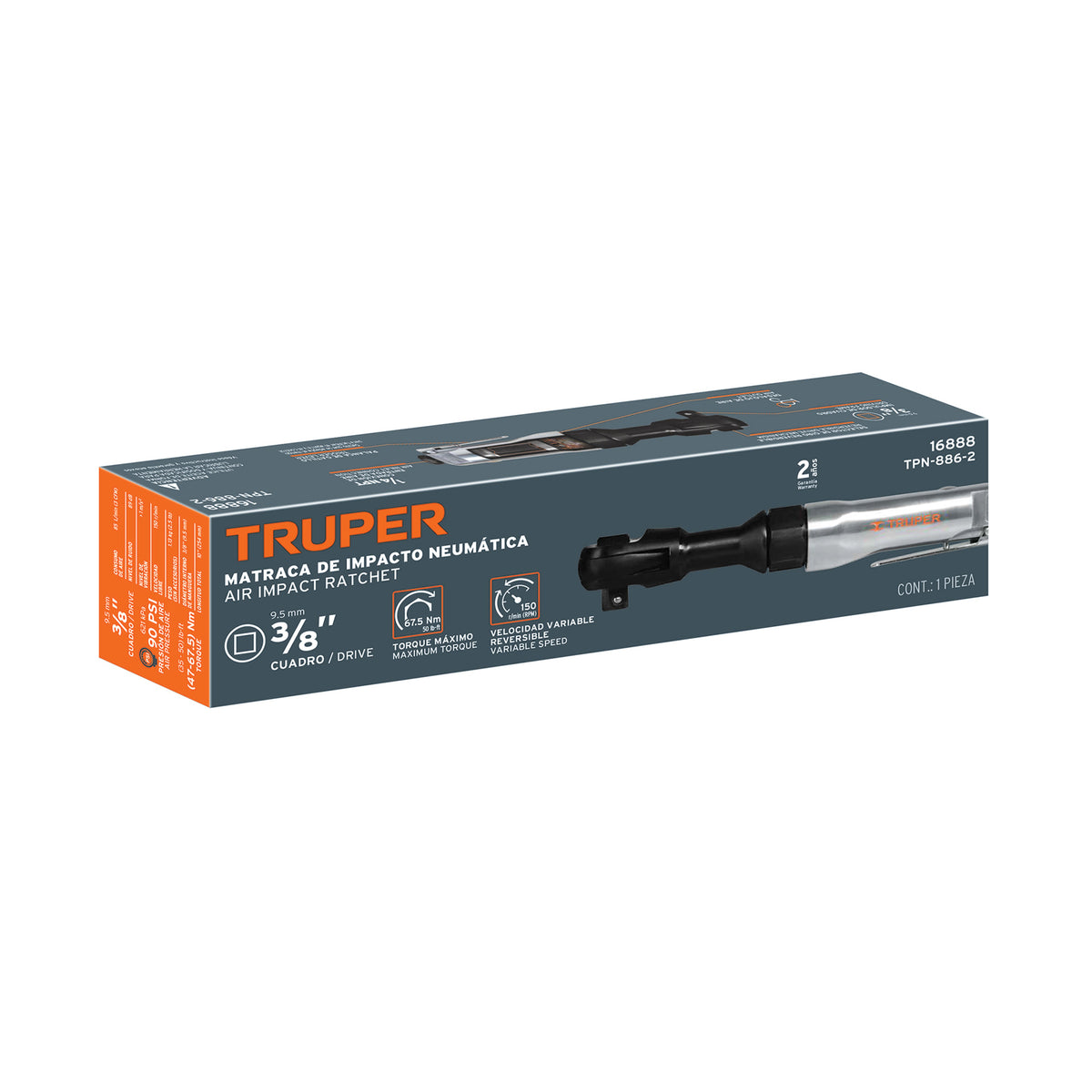 Matraca de Impacto Neumática 3/8', Truper