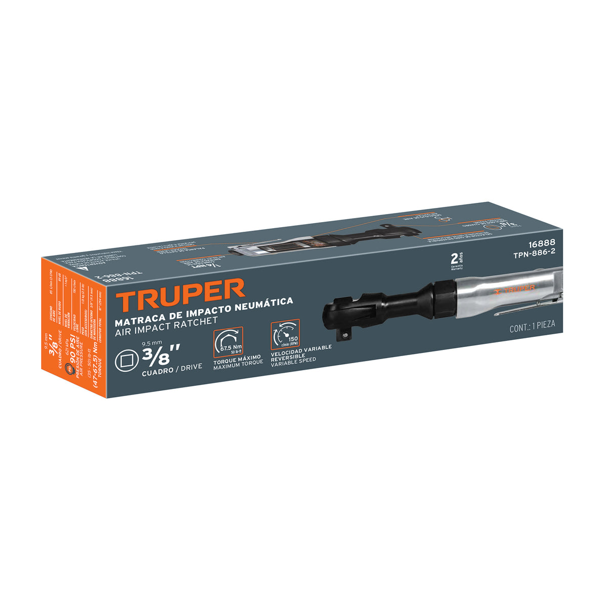 Matraca de Impacto Neumática 1/2', Truper