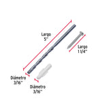 Kit de 20 Taquetes 3/16' con Pijas #6 y 1 Broca 3/16', Fiero