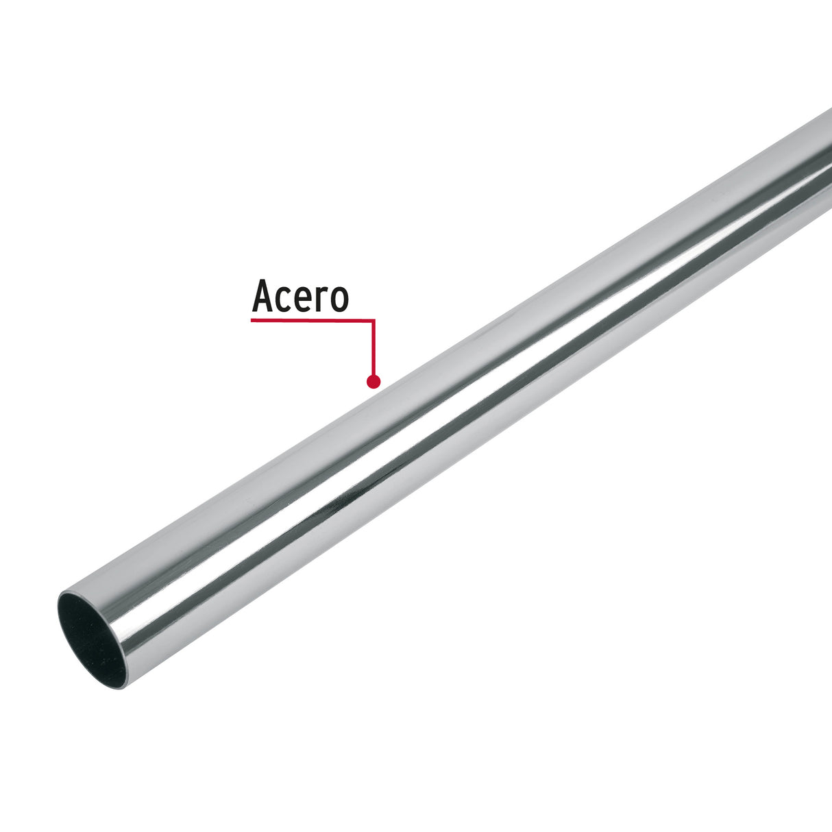 Tubo Redondo para Clóset, 3.0 m, Acero Cromado, Hermex