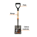 Pala Cajuelera Cuadrada, Puño 'D' Mango de Madera, Truper