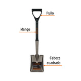 Pala Cajuelera Cuadrada, Puño 'D' con Mango Fibra de Vidrio