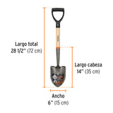 Pala Cajuelera Redonda, Puño 'D' Mango de Madera, Truper