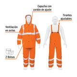 Conjunto Impermeable Doble Capa Naranja con Reflejante, Ch