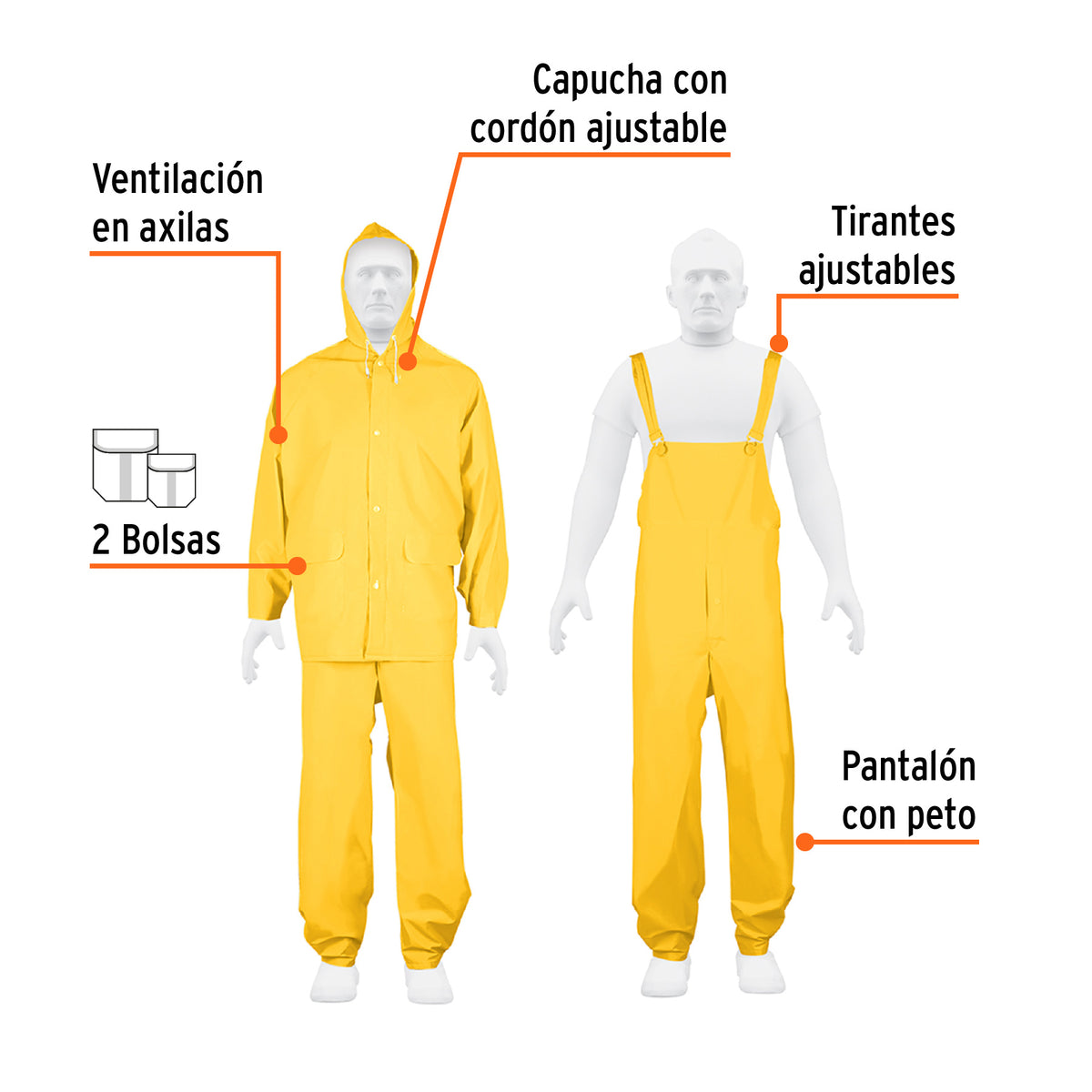 Conjunto Impermeable Triple Capa, Talla m, Truper Expert