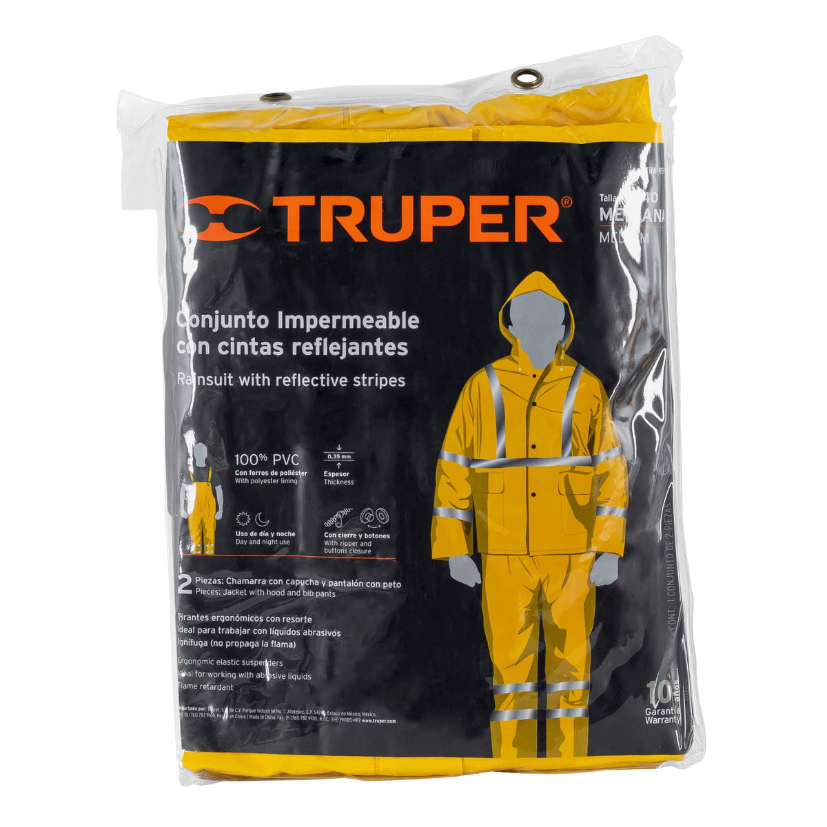 Conjunto Impermeable Doble Capa Amarillo con Reflejante, m