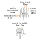 Trole de Carga 3 Ton para Vigas Ips E Ipr, Ajustable, Truper