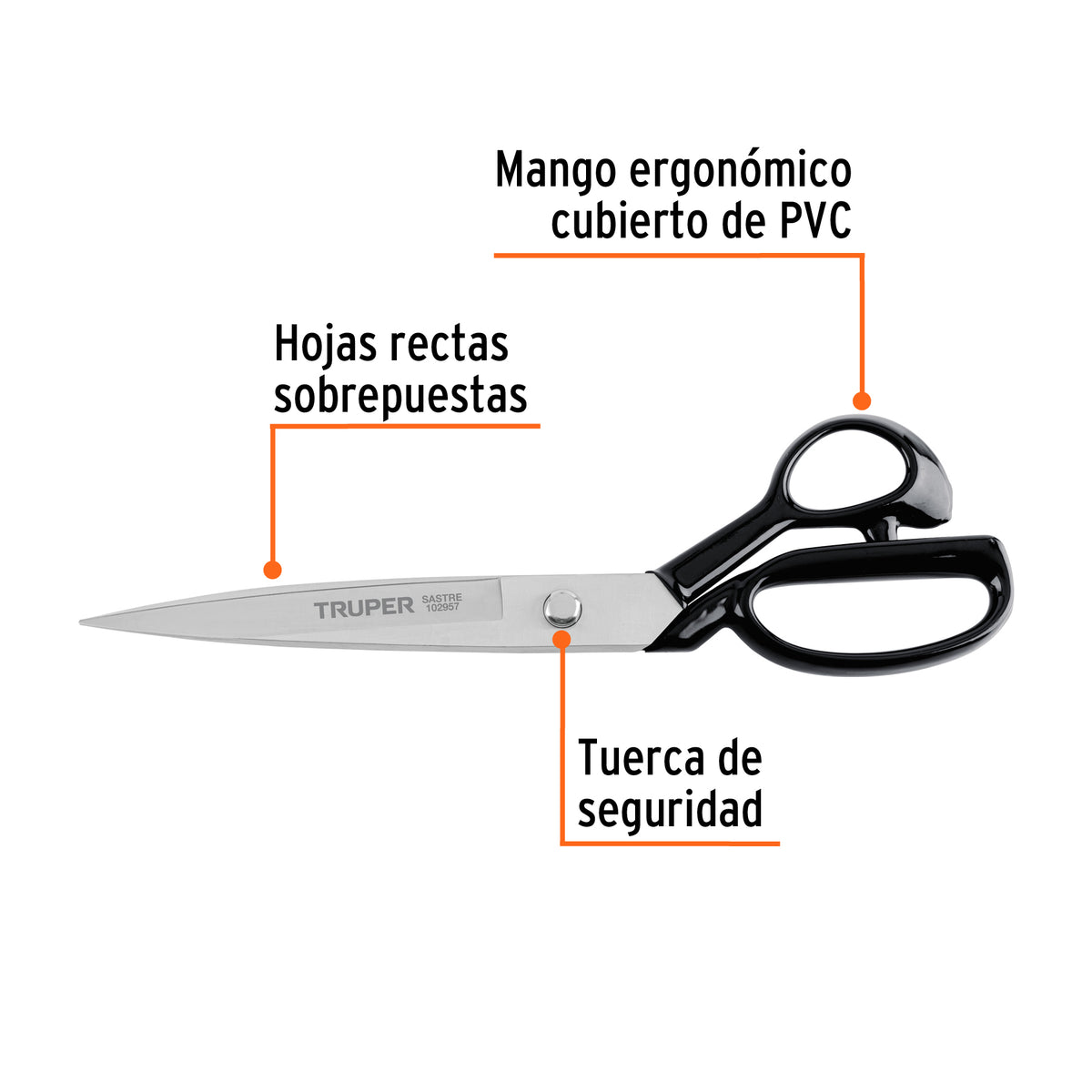 Tijera 12' para Sastre, Acabado Satinado, Truper