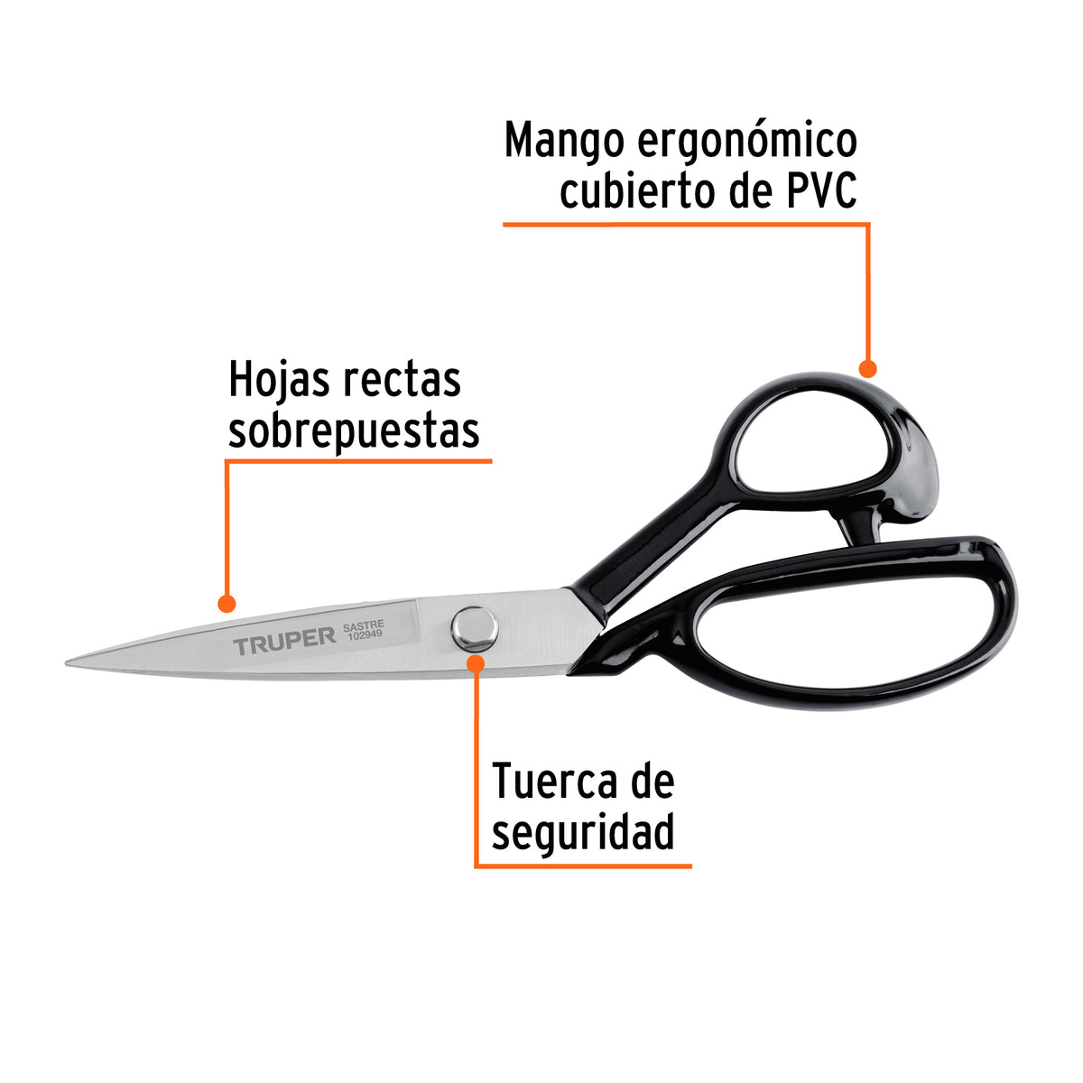 Tijera 8' para Sastre, Acabado Satinado, Truper