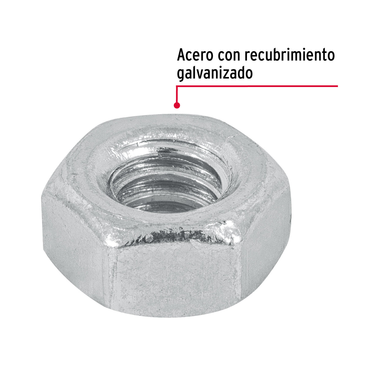 Blíster con 25 Tuercas 1/4' Hex de Acero Galvanizado, Fiero
