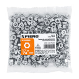 Bolsa con 250 Tuercas 1/4' Hexagonales de Acero Galvanizado