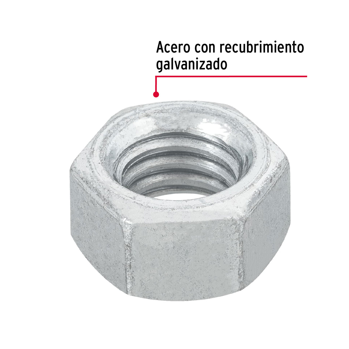 Blíster con 12 Tuercas 3/8' Hex de Acero Galvanizado, Fiero
